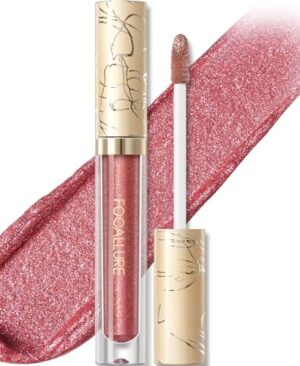 FOCALLURE Metallic Liquid Lipstick,Non Stick Cup Lip Gloss,High Impact Lip Color with Transfer-proof Wear,Long Lasting & Waterproof Lipstick Makeup for Women,Sugar Bomb