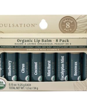 Soulsation Organic Lip Balm Set, 8 Flavors - Hydrating for Cracked & Dry Lips, For Men & Women, Enriched with Vitamin E