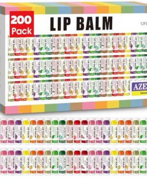 AZEN 200 Pack Lip Balm Bulk, Moisturizing Lip Balms for dry cracked lips, Mothers Day Gifts Easter Basket Stuffers - 12 Flavors