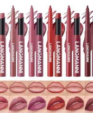 12Pcs Lip Set: 6 Colors Lip Liner+6 Colors Lipstick,Matte/Creamy,Smooth Creamy Texture,Long-Lasting,Bold/Nude Shades for Daily/Party, Vegan,Gift for Makeup Lovers.(Rich - Color Set B)