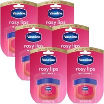 Vaseline Lip Therapy Rosy Lips 6-Pack – Moisturizing Lip Balm for Very Dry Lips in Mini Jars, 0.25 Oz Ea