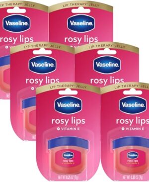 Vaseline Lip Therapy Rosy Lips 6-Pack – Moisturizing Lip Balm for Very Dry Lips in Mini Jars, 0.25 Oz Ea