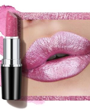 Anglicolor Glitter Bright Pink Lipstick,High Impact Lipcolor,Lightweight Hydrating Formula Smooth and Non-Sticky,Metallic Lipstick For Women,Full-Coverage Lip Color (15 VELOCITY,4g)
