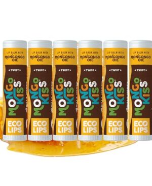 LIP BALM Mongo Kiss 6-Pack (6 tubes) Vanilla Honey by Eco Lips 100% Organic Beeswax & Cocoa Butter Lip Care with Organic Mongongo Oil - Soothe & Moisturize Dry and Cracked Lips - Made in USA