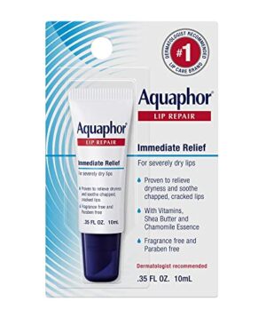 Aquaphor Lip Repair Ointment - Long-lasting Moisture to Soothe Dry Chapped Lips - .35 fl. oz. Tube