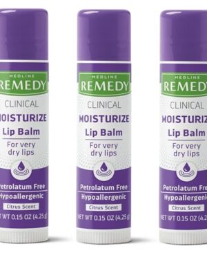 Medline Remedy Clinical Lip Balm, 3 Count, Citrus Scent, Moisturizing, Hydrating, Nourish, Nutrient Rich, Soothing Natural Oils, Revitalize, Comforting, Skin Conditioners, 0.15 oz Stick