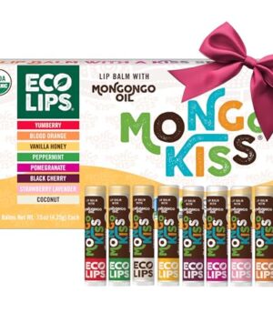 Mongo Kiss USDA Organic Lip Balm Set 8-pack (0.15 oz. each) with Mongongo Oil & Cocoa Butter to Moisturize Chapped Lips | Made in USA by Eco Lips (Variety)