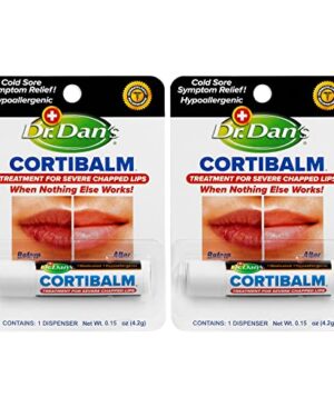 Dr. Dan's Cortibalm-2 Pack- for Dry Cracked Lips - Healing Lip Balm for Severely Chapped Lips - Designed for Men, Women and Children