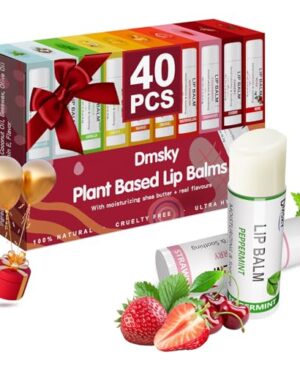 40 Pack Lip Balm Bulk, Fruit Lip Balm Variety Pack, Natural Moisturizing Balms for Dry Cracked Lips, Hydrating for Men Women Kids - 10 Flavors