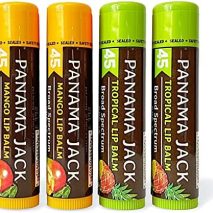 Panama Jack Sunscreen Lip Balm - SPF 45, Flavor Pack, Broad Spectrum UVA-UVB Sunscreen Protection, Prevents & Soothes Dry, Chapped Lips (Mango/Tropical)