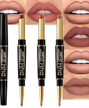 evpct 3Pcs Chestnut Nude Brown Matte Lip Liner and Lipstick Combo Set Kit for Women Antique Rose Magic Lipstick 24 Hours Original Lip Liner Makeup Stain Long Lasting Waterproof Smudge Proof labial