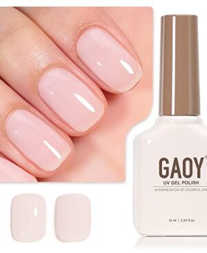 GAOY Sheer Light Pink Gel Nail Polish, 16ml Jelly Milky White Peach Translucent Color 1352 UV Light Cure Gel Polish for Nail Art DIY Manicure and Pedicure at Home