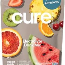 Cure Hydration - Electrolyte Drink Powder Tropical Variety Pack 8 Packets | Plant-Based Dehydration Relief Mix Made with Coconut Water, No Added Sugar, Vegan, Non-GMO, Gluten Free, FSA-HSA Eligible