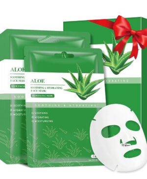 Aloe Vera Soothing Mask Hydrating Face Masks Skincare Moisturizing Facial Sheet Mask Skin care for Dry, Oily, Sensitive Skin Face Mask for Acne, Sun Care, Calming, Refreshing 25ml/0.88oz, 10 Pack