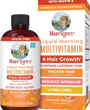MARYRUTH'S Liquid Multivitamin + Hair Growth, Clinically Thicker Hair, 15oz