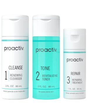 Proactiv 3 Step Acne Treatment - Benzoyl Peroxide Face Wash, Repairing Acne Spot Treatment for Face and Body, Exfoliating Toner - 30 Day Complete Acne Skin Care Kit