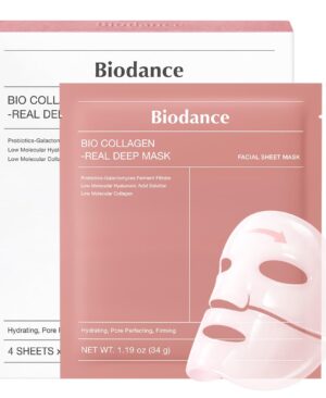 BIODANCE Bio-Collagen Real Deep Mask, Hydrating Overnight Hydrogel Face Mask, Pore Minimizing, Elasticity, Plumping, Travel Essentials & Self Care Gifts for Women, Korean Skin Care | 1.19oz(34g) x 4ea