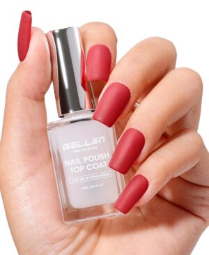 GELLEN Matte Clear Nail Polish Top Coat, No Lamp Needed, Toxin HEMA Free