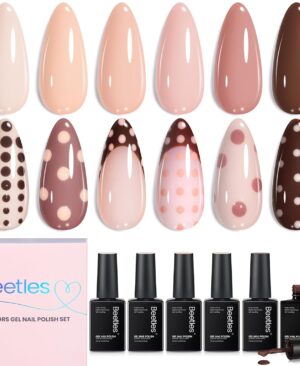 Beetles Nude Gel Polish Set, Skin Tones Collection, 6 Colors