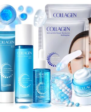 Collagen Skincare Set for Women – 7Pcs Face Care Kit with Cleanser,Toner,Serum,Eye Cream,Face Cream & Masks – Hydrating,Firming & Nourishing Routine,Gentle for All Skin Types,Great Gift Idea