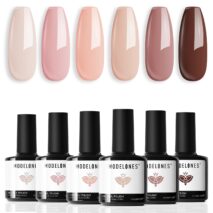 modelones Nude Gel Nail Polish Set 6Colors Pink Milky White Brown