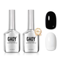 GAOY Gel Nail Polish Kit, Black and White 2 Colors 16ml Soak Off UV Gel Polish Set Highly Saturated for Nail Art DIY Manicure at Home