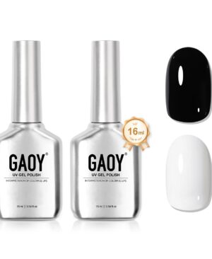 GAOY Gel Nail Polish Kit, Black and White 2 Colors 16ml Soak Off UV Gel Polish Set Highly Saturated for Nail Art DIY Manicure at Home