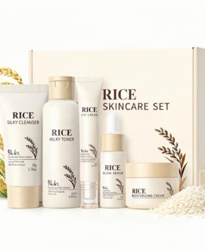 Korean Skin Care Set with Rice, 5-Step Facial Kit for Women