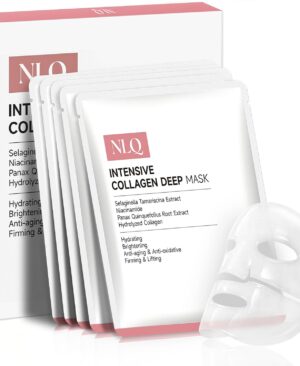 NLQ Bio-Collagen Face Mask Overnight Hydrogel Deep Mask - Glass Skin Intensive Hydrating & Firming Pore Refining Anti-Aging Sheet Mask, Skincare Gift for Women (5 Sheets)