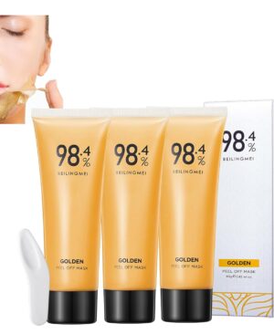 Gold Foil Peel-Off Mask, Gold Peel Off Mask, 98.4% Gold Facial Mask, 24k Gold Peel Off Mask, Anti-Aging Gold Face Mask for Moisturizing Removes Blackheads (3 Pcs)