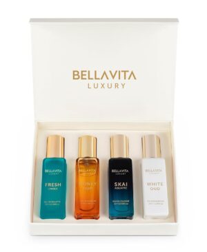 Bellavita Luxury Unisex Perfume Gift Set with Honey & White Oud, Skai, & Fresh | 80ml | Perfume for Men and Women | Honey, Artemisia Lemon, Bergamot, & Sweet Almond Notes