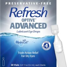 REFRESH OPTIVE Advanced PF Lubricant Eye Drops Preservative-Free Artificial Tears, 0.01 fl oz (0.4 mL), 30 Single-Use Containers
