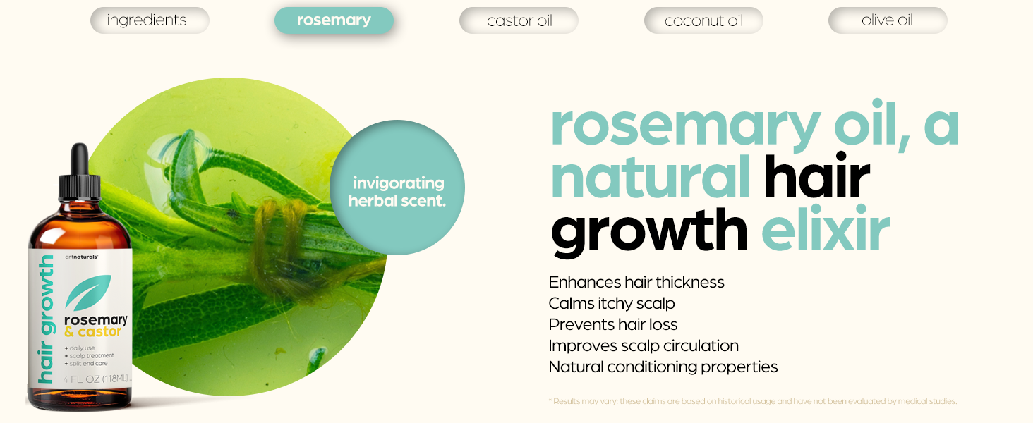 rosemary and castor oil hair growth ki with salp massager by artnaturals 