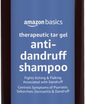 Amazon Basics Therapeutic Plus Coal Tar Anti-Dandruff Shampoo, Treats Psoriasis, Seborrheic Dermatitis, Itching and Flaking Scalp, 0.5% Coal Tar, 16 Fl Oz, Pack of 1