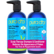 PURA D'OR Scalp Therapy Shampoo & Conditioner Set for Dryness, 16oz x2
