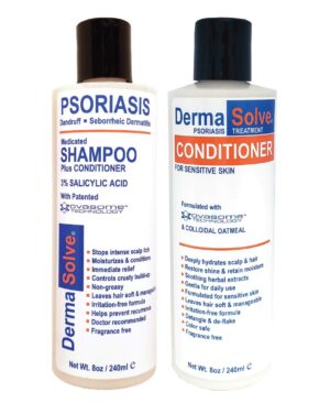 DermaSolve Scalp Psoriasis & Dandruff free Medicated Shampoo with Conditioner, Ultimate Seborrheic Dermatitis Treatment for Itchy, Flakey Scalp, Soothing & Moisturizing Relief