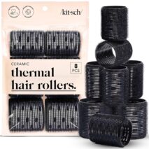 Kitsch Ceramic Hair Rollers for Women - Black, 8 Count (Pack of 1)