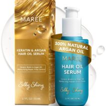 MAREE Hair Oil for Frizzy Hair with Argan Oil, Keratin & Biotin – Hair Serum for Dry and Curly Hair Gloss – Frizz Control Hair Care Products for Women – Aceite Para el Cabello – 50 ml