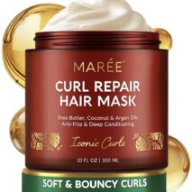 MAREE Deep Conditioning Hair Mask for Damaged Hair Treatment – Keratin Hair Care for Hydrating Growth Repair Moisturizing – Dry Curly Color Refreshing – 10 Fl Oz, Beige