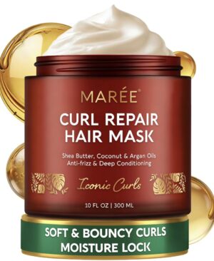 MAREE Deep Conditioning Hair Mask for Damaged Hair Treatment – Keratin Hair Care for Hydrating Growth Repair Moisturizing – Dry Curly Color Refreshing – 10 Fl Oz, Beige