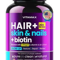 Biotin | Collagen | Keratin Booster with Hyaluronic Acid - Thicker Hair Growth, Healthy Skin & Stronger Nails Supplement – Extra Strength - Multi Vitamin B Complex - Women & Men - Made in USA - 60ct