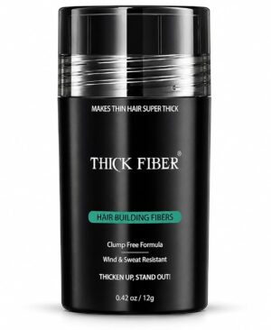 THICK FIBER Hair Fibers for Women & Men with Thinning Hair (Black) 12g, Hair Loss Concealer, Covers Bald Spots, Hairline & Sparse Areas, Natural Fuller Looking Hair