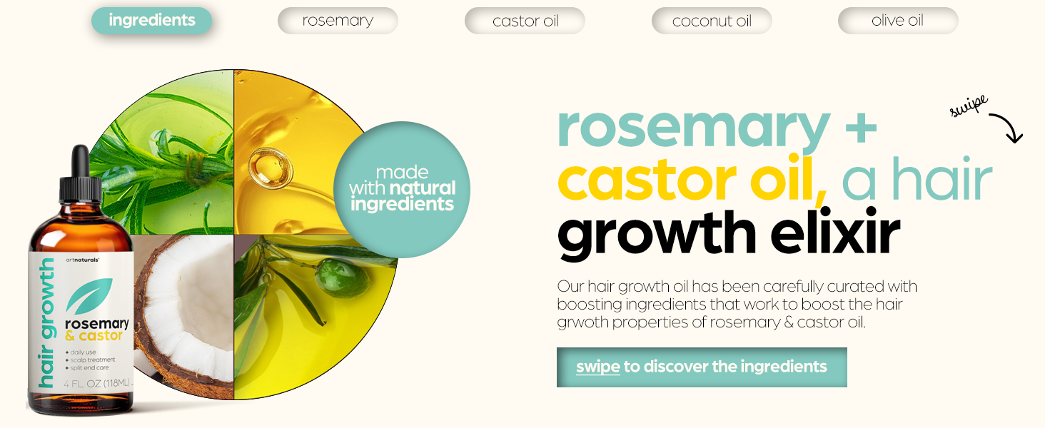 rosemary and castor oil hair growth ki with salp massager by artnaturals