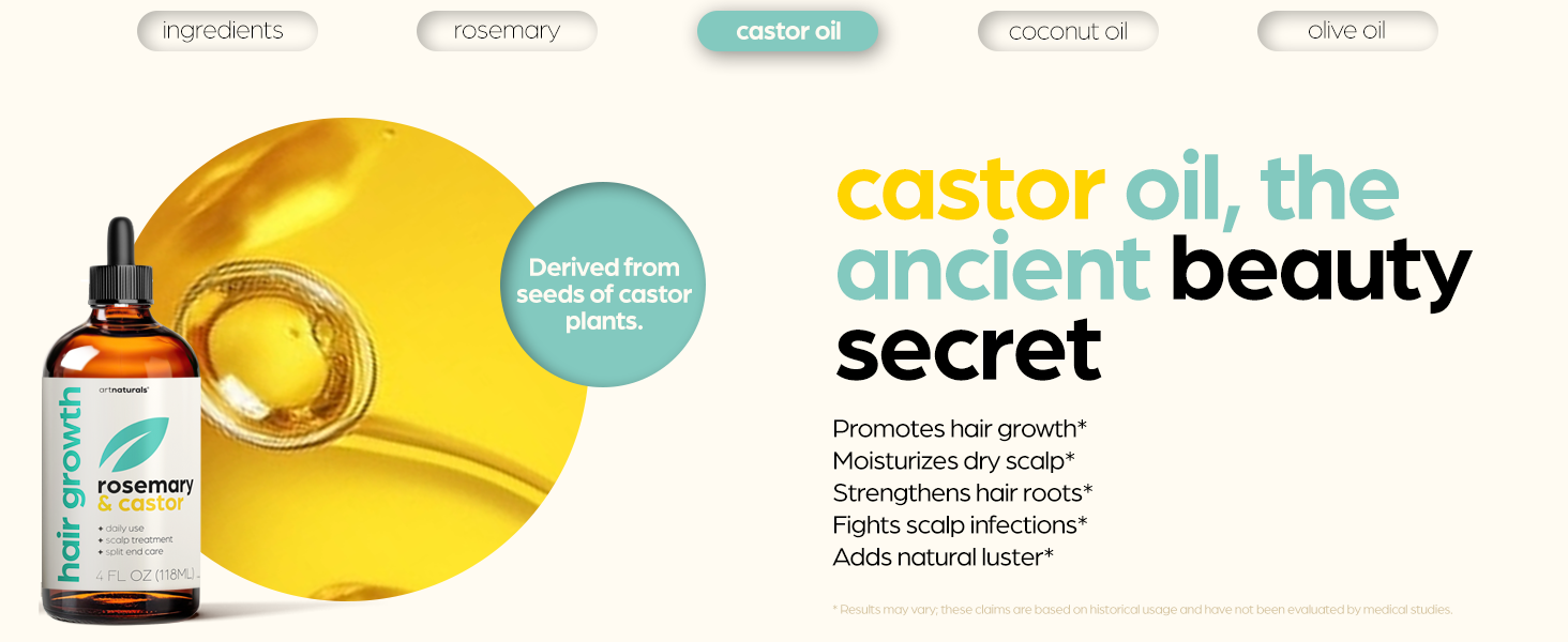 rosemary and castor oil hair growth ki with salp massager by artnaturals 
