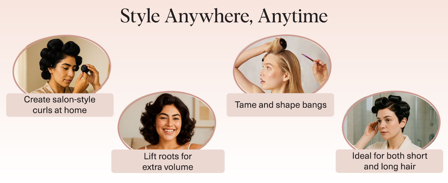 Self Grip Rollers Hair Curlers, Heatless Curls Overnight Blowout, Large Rollers for Volume Curls
