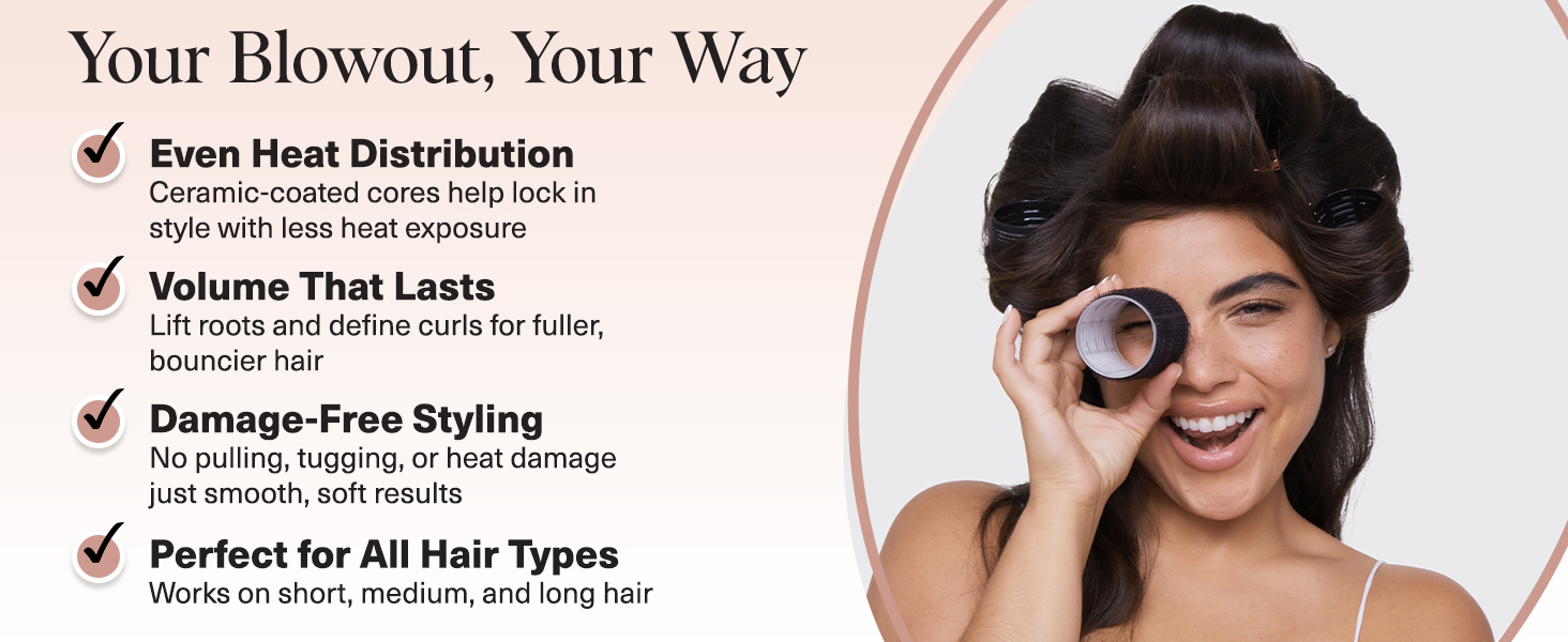 Self Grip Rollers Hair Curlers, Heatless Curls Overnight Blowout, Large Rollers for Volume Curls